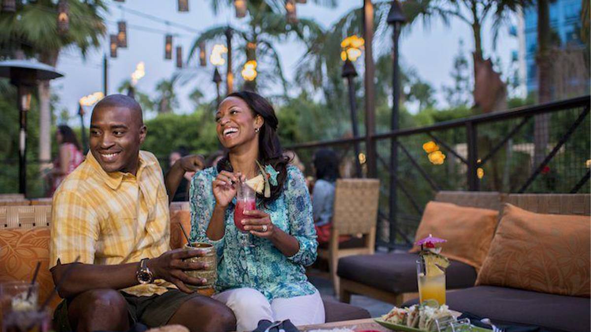 Couple Dining in a tropical setting