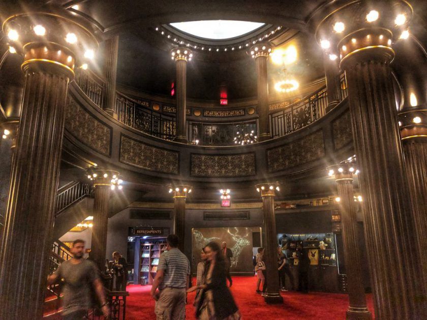 beautiful lobby of the Lyric Theatre with red carpet on Broadway in NYC, New York, USA