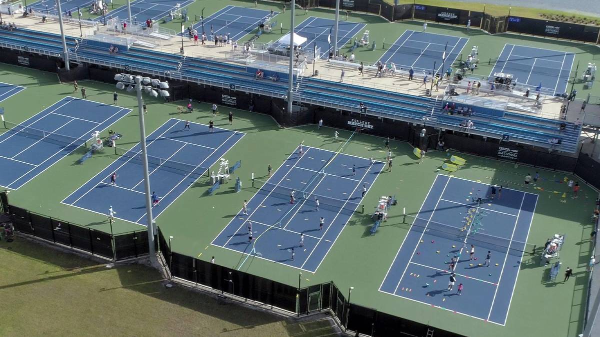 Aerial view of the tennis court at the United States Tennis Association National Campus in Orlando, Florida, USA